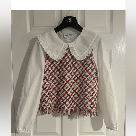 NWT Anthropologie x Mare Mare Layered Collar Sweater Vest Set White Red Size XS - Picture 9 of 16